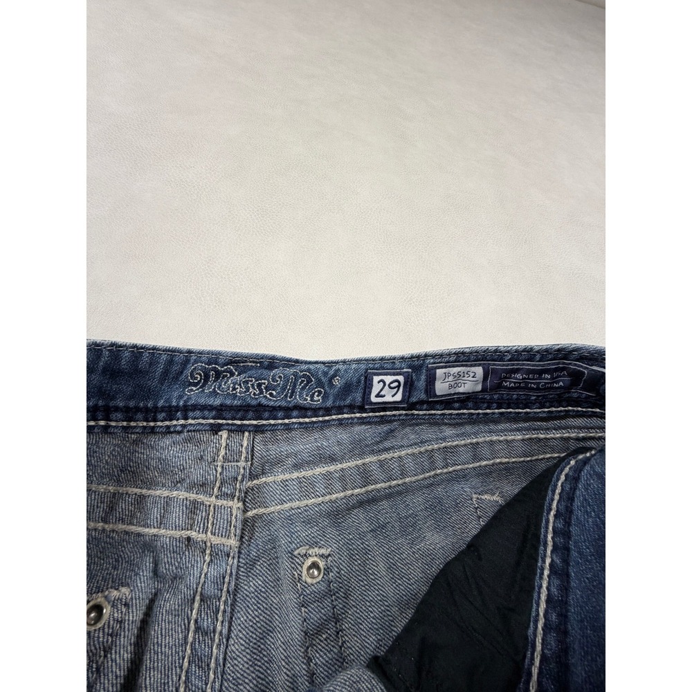 Miss Me JPS5152 Bootcut Jeans Medium Dark Wash Rhinestone Embellished Size 29 31 - Picture 4 of 13